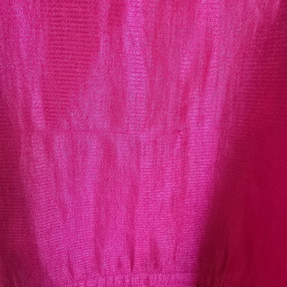 Ali Miles, Pink Woven Shimmer Stand Collar Button Front Pocket Tunic SZ Large - Picture 8 of 13